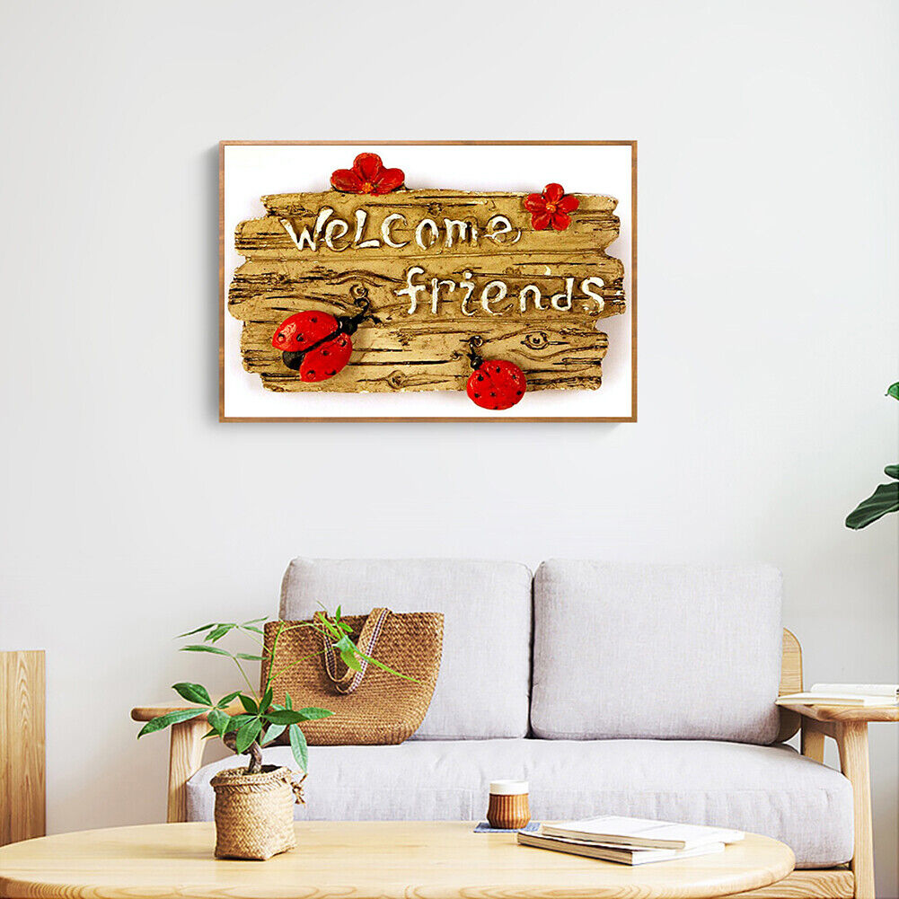 Welcome Friends 5D DIY Full Round Drill Diamond Painting Rhinestone Mosaic