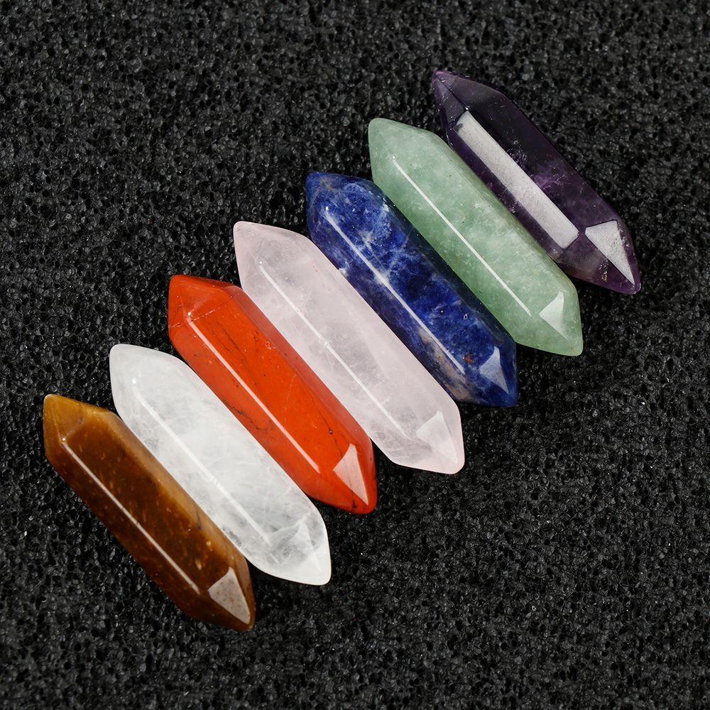 Stone Obelisk Quartz Crystals Seven Chakra Stones Set Reiki Mineral Specimen