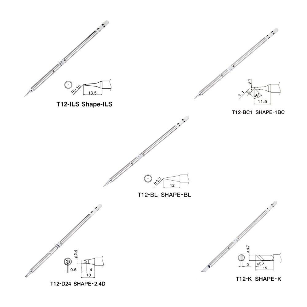 Replace T12 Solder Iron Tips T12-ILS T12-BC1 T12-D24 T12-K T12-BL For Hakko 5pcs