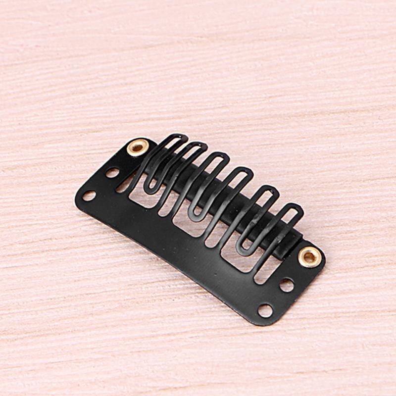 40 Pcs 32mm Black U Shape Snap Metal Clips For Hair Extensions Weft Clip-on New