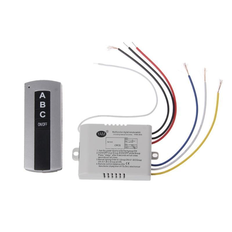 220V 3-way Wireless Panel Switch Smart Light Receiver Remote Light Switch