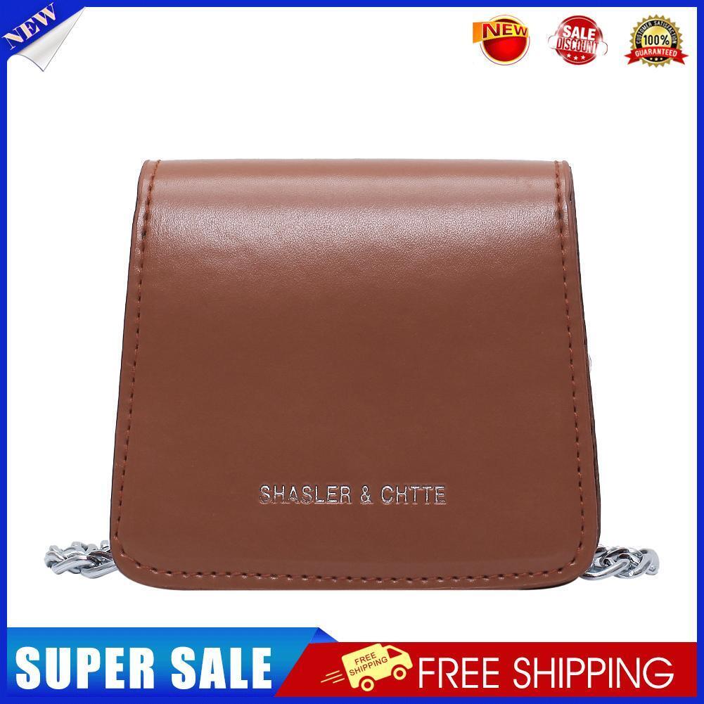Fashion Mini Women Messenger Bag PU Leather Shoulder Chain Handbag (Brown)