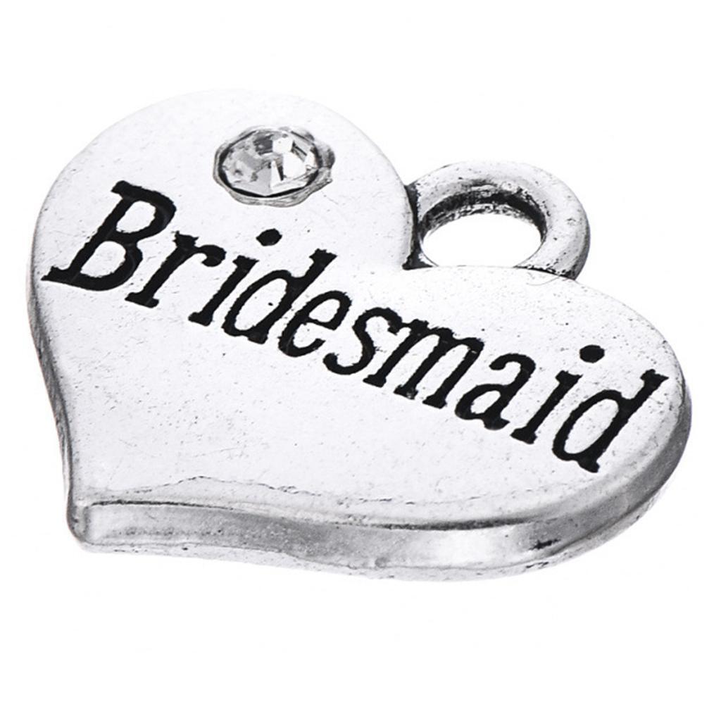 10x Heart Bridesmaid Charms Bracelets Necklace Pendant Jewelry Making Beads
