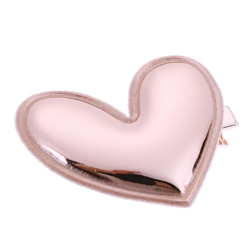 Cute PU Heart-shaped Hairpins Girls Princess Hairclip Headwear (Champagne)