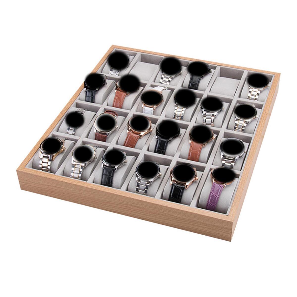 Watch Tray Jewelry Bracelet Display Collection 24 Grid for Countertop Man