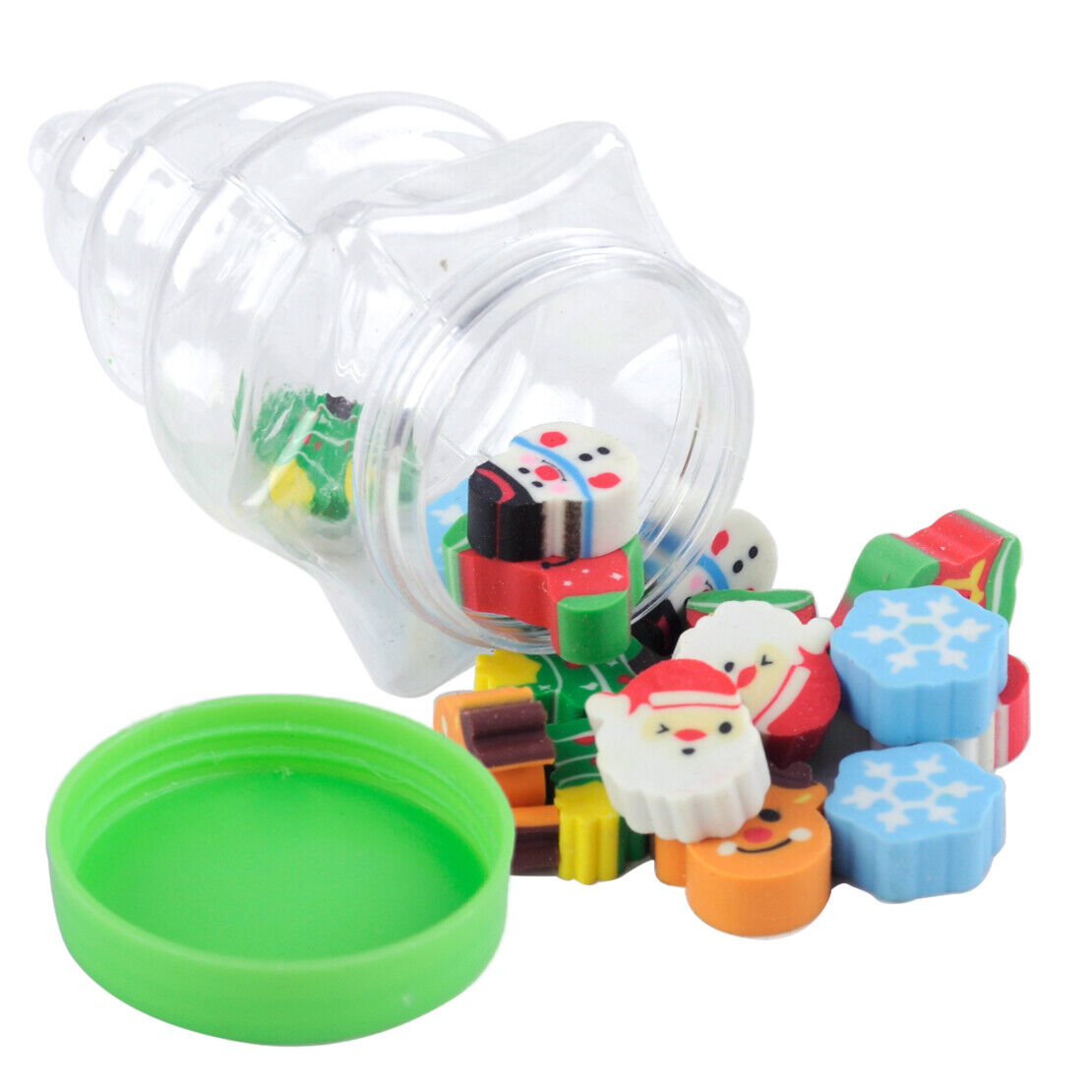 2 Boxes Christmas Tree Santa Snowflake Pencil Erasers Stationery Xmas Gifts Li