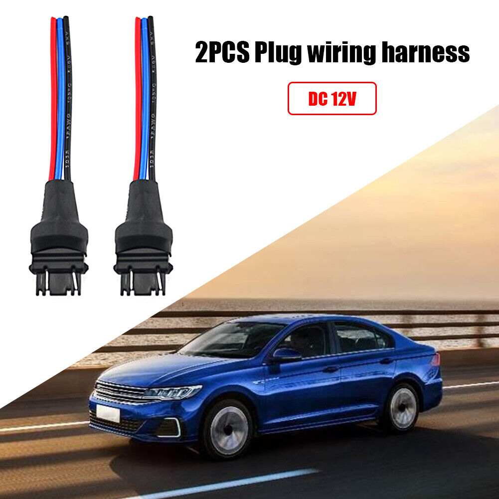 2pcs 3157 Male Adapter Wiring Harness Pigtails for Car DRL Brake Tail Light