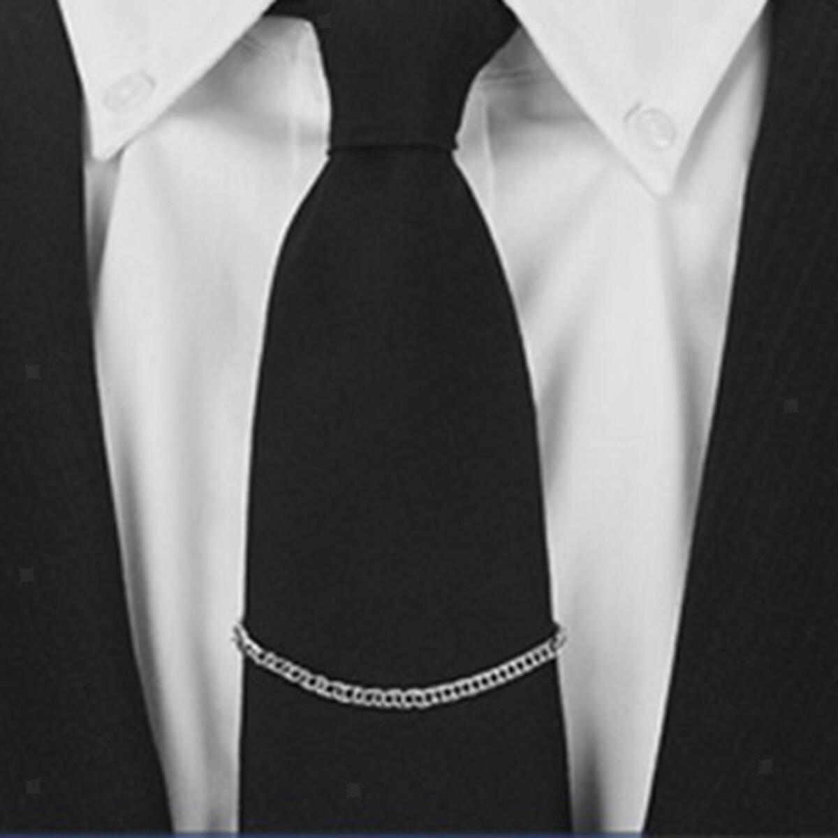 Tie Chain for Men Herringbone Necktie Link Tie Chain Brooch Fashion Tie Clips