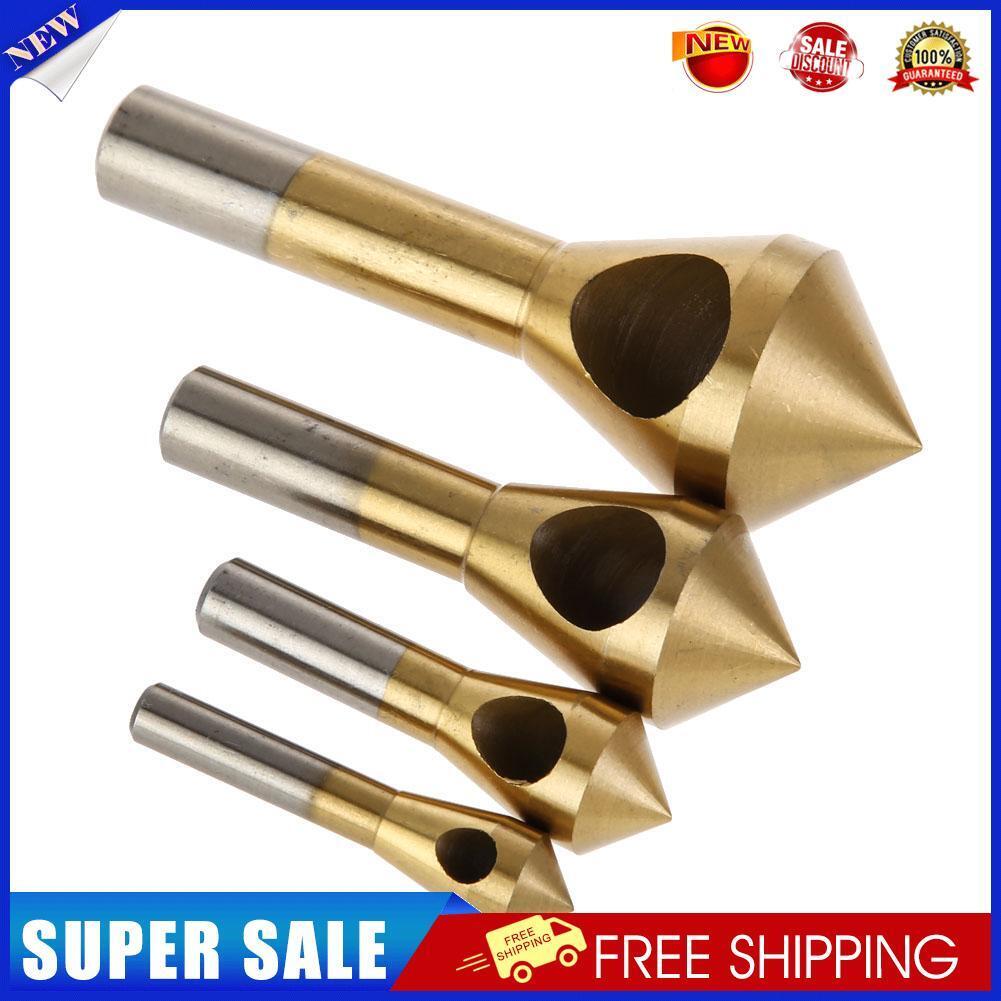 4pcs Titanium Coated Countersink Deburring Tool Set Metal Drill Bit Chamfer
