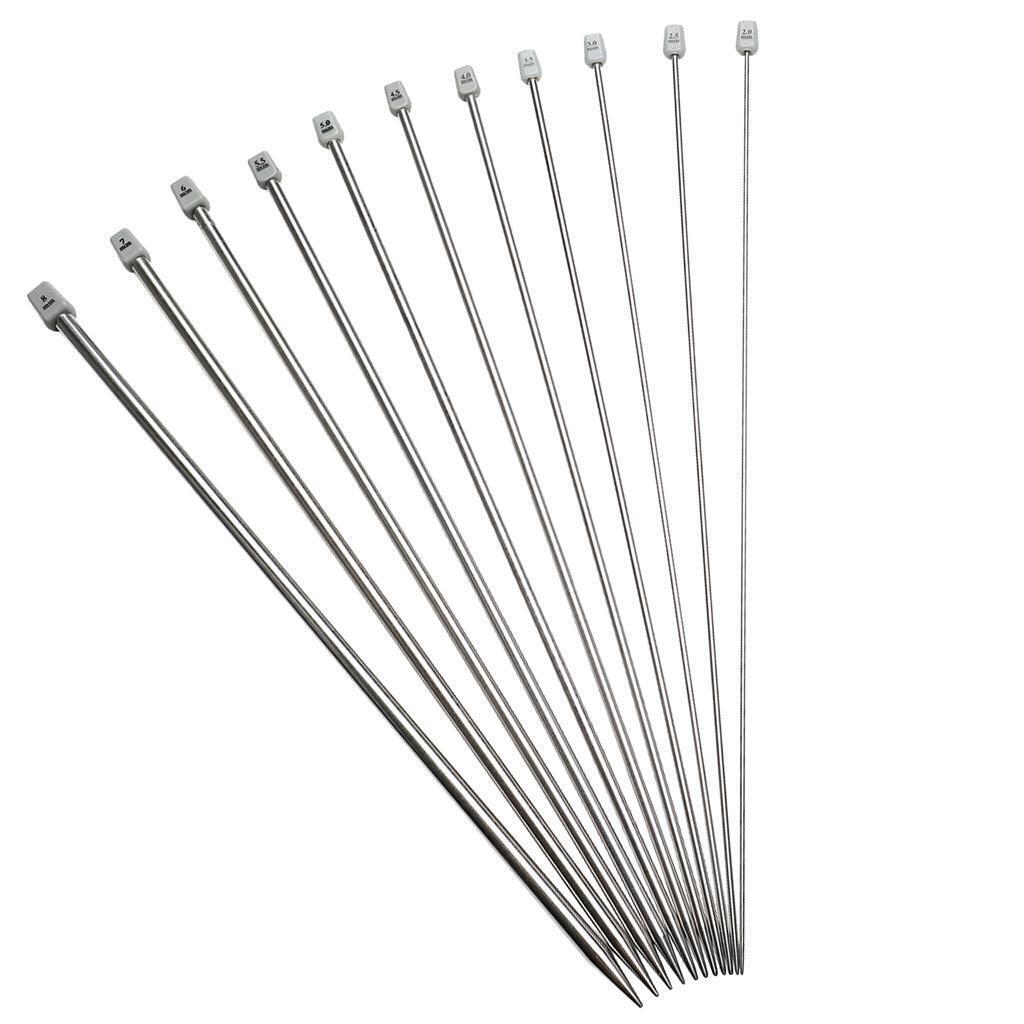 colaxi 11 Pairs Knitting Needles Set 25cm Single Pointed Knitting Needles