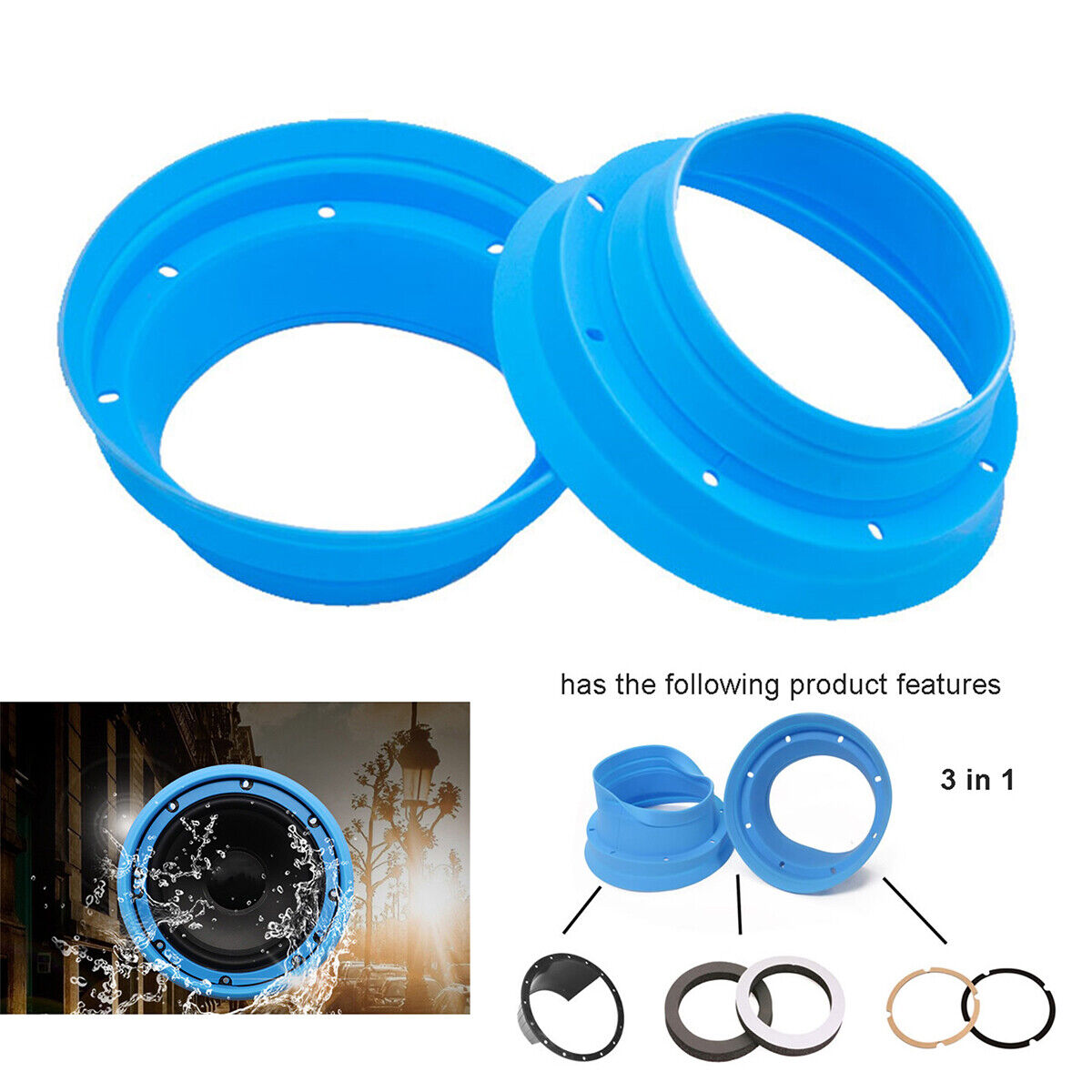2pcs Car Speaker Baffle Waterproof Silicone Cover for 6.5 Inch Coaxial Speakers