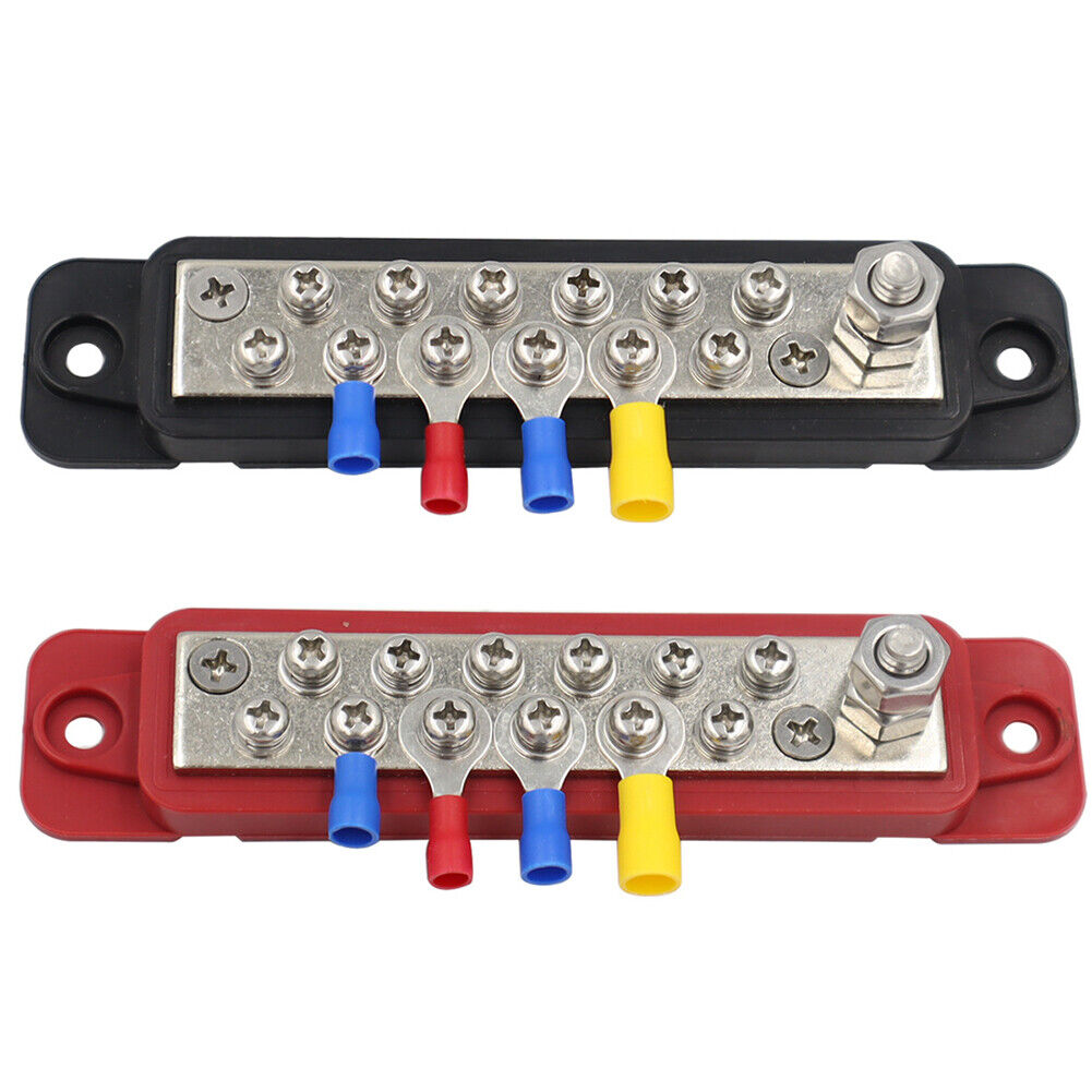 2pcs 12 Terminal Power Distribution Block Bus Bar DC 48V 12P Wiring Bars