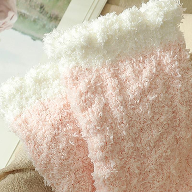 5 Pairs Coral Velvet Fuzzy Slipper Socks Solid Color Twist Braided Sleep Hosiery