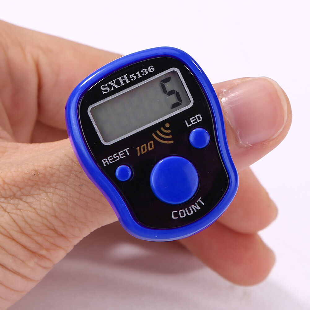 Mini Stitch Marker Row Finger Counter LCD Digital Hand Tally (Dark Blue)
