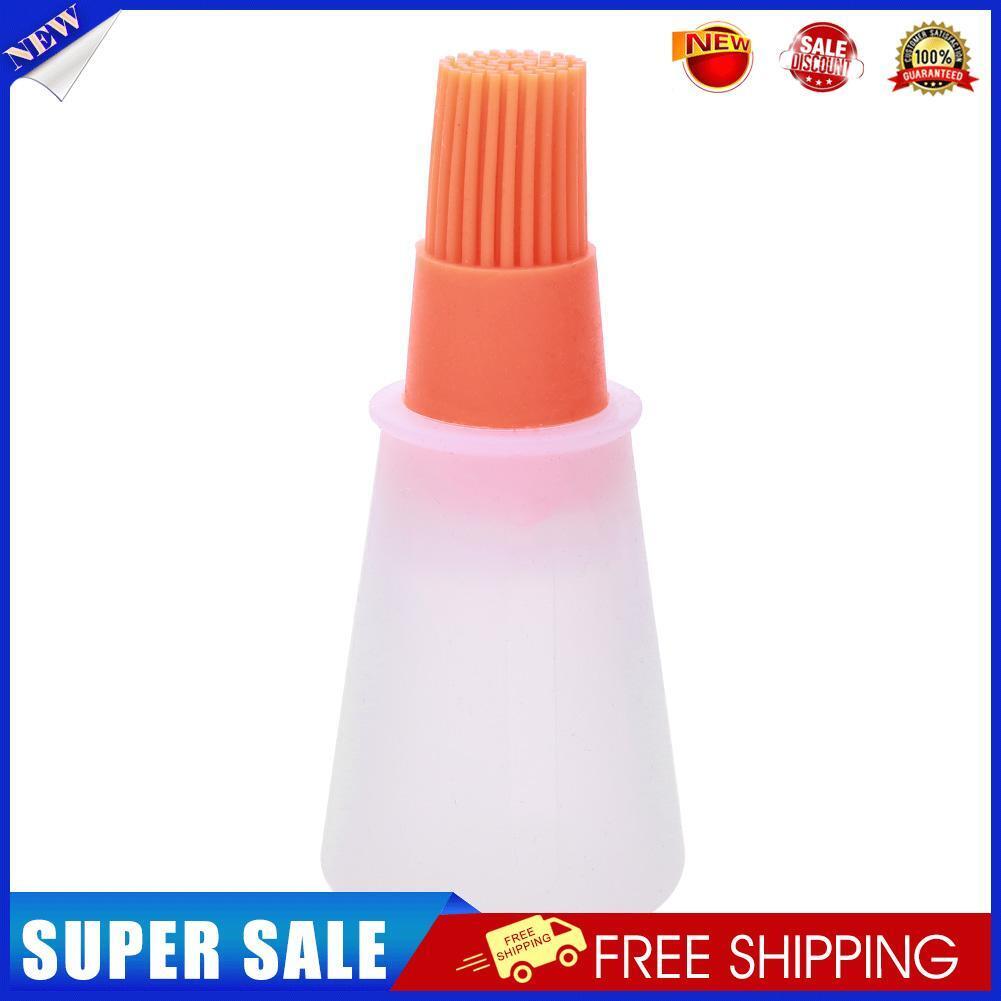 1pc Heat Resisting Silicone Grill Oil Bottle BBQ Basting Brush Tool(Orange)