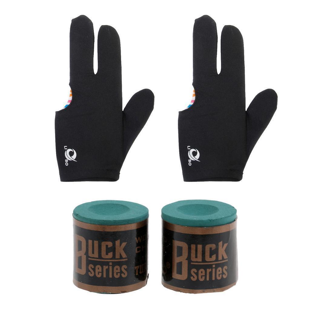 3 Finger Pool Shooters Snooker Billiard Cue Glove + Billiard Chalk