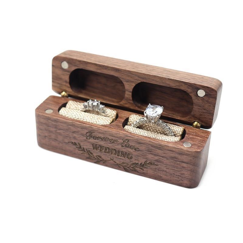 Black Walnut Jewelry Earrings Ring Box Convenient Proposal Diamond Ring Box