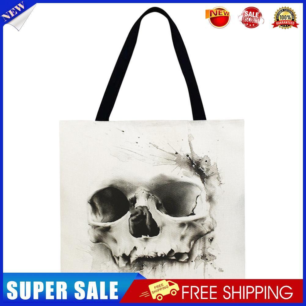 Punk Skeleton Printed Shoulder Shopping Bag Casual Large Tote Handbag