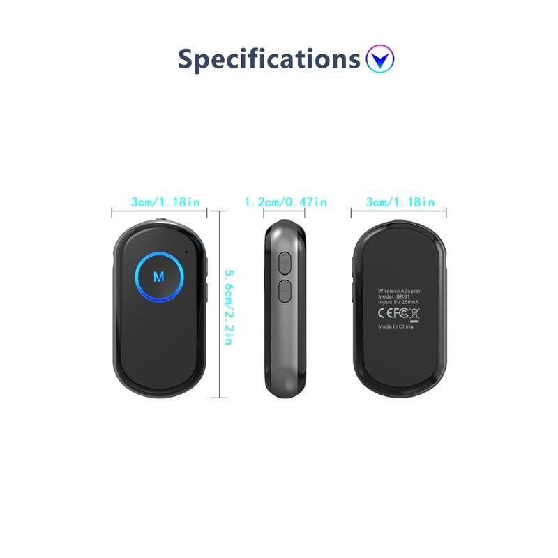 Bluetooth-compatible Transmitter Receiver 2in 1 Portable Car Adapter 3.5mm AUX