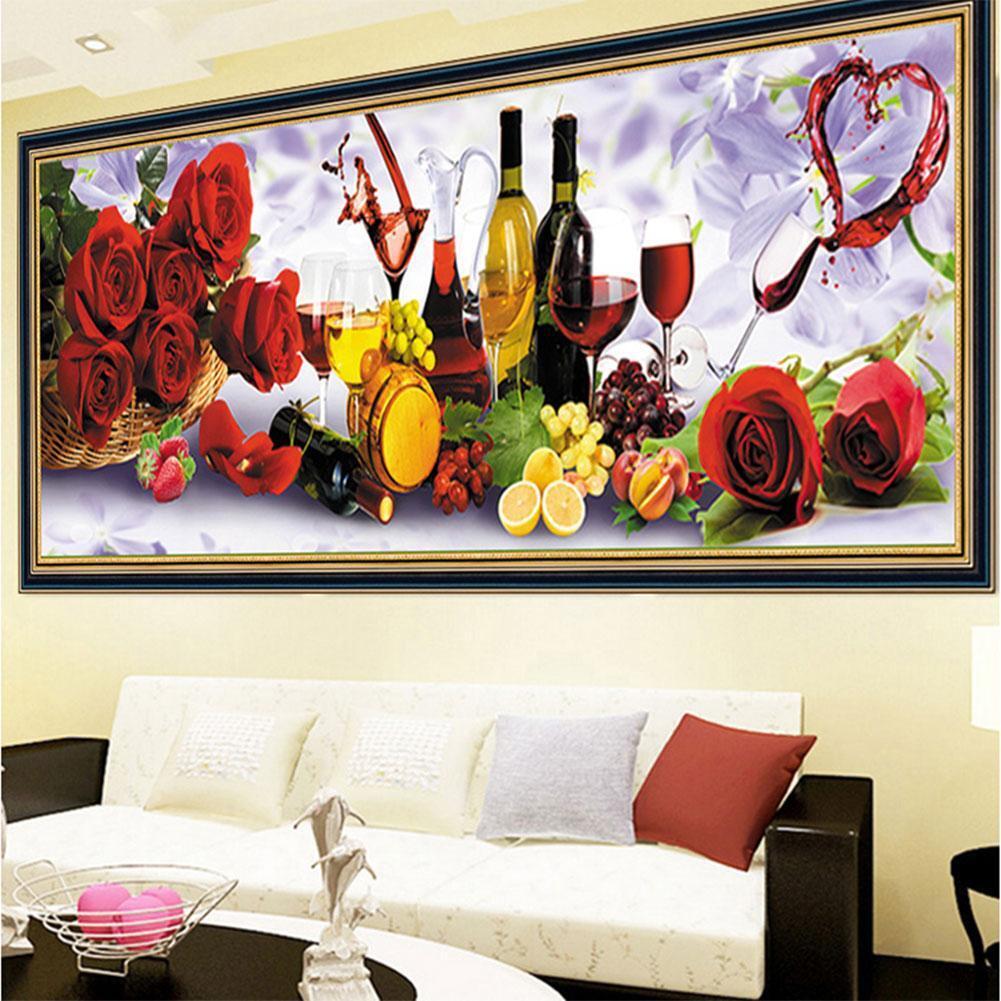 Rose Wine 5D DIY Diamond Painting Kit Cross Stitch Home Decor Craft Gifts