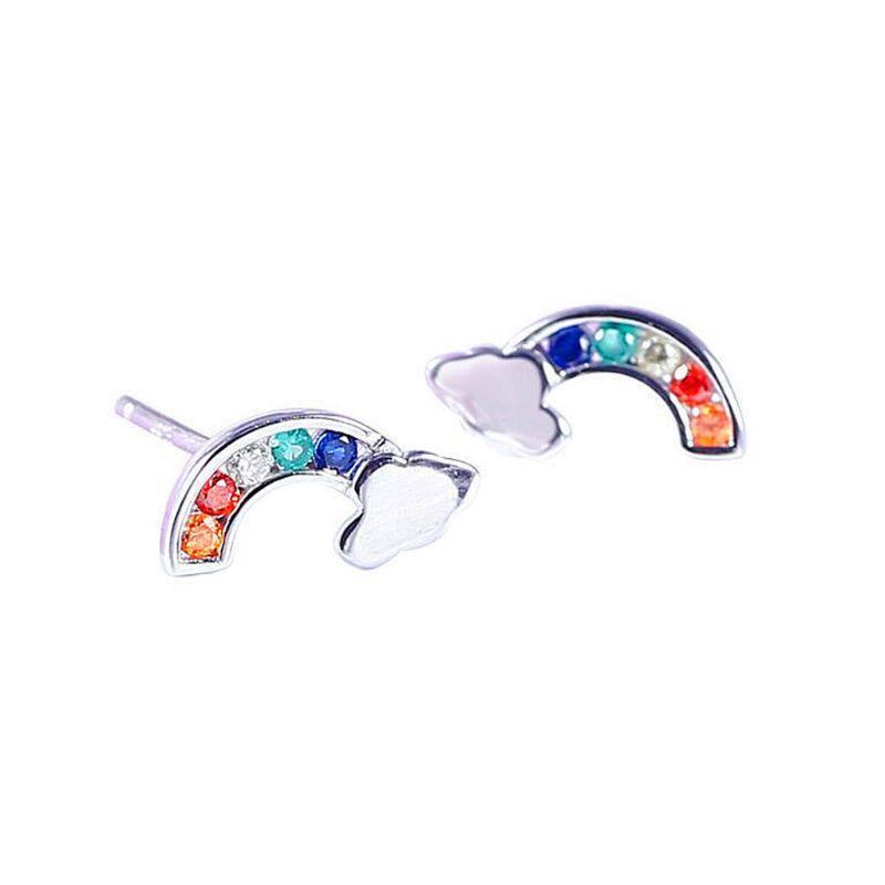 1 Pair Colorful Rainbow Clouds Stud Earrings For Women Girl Kids Fashion Jewelry