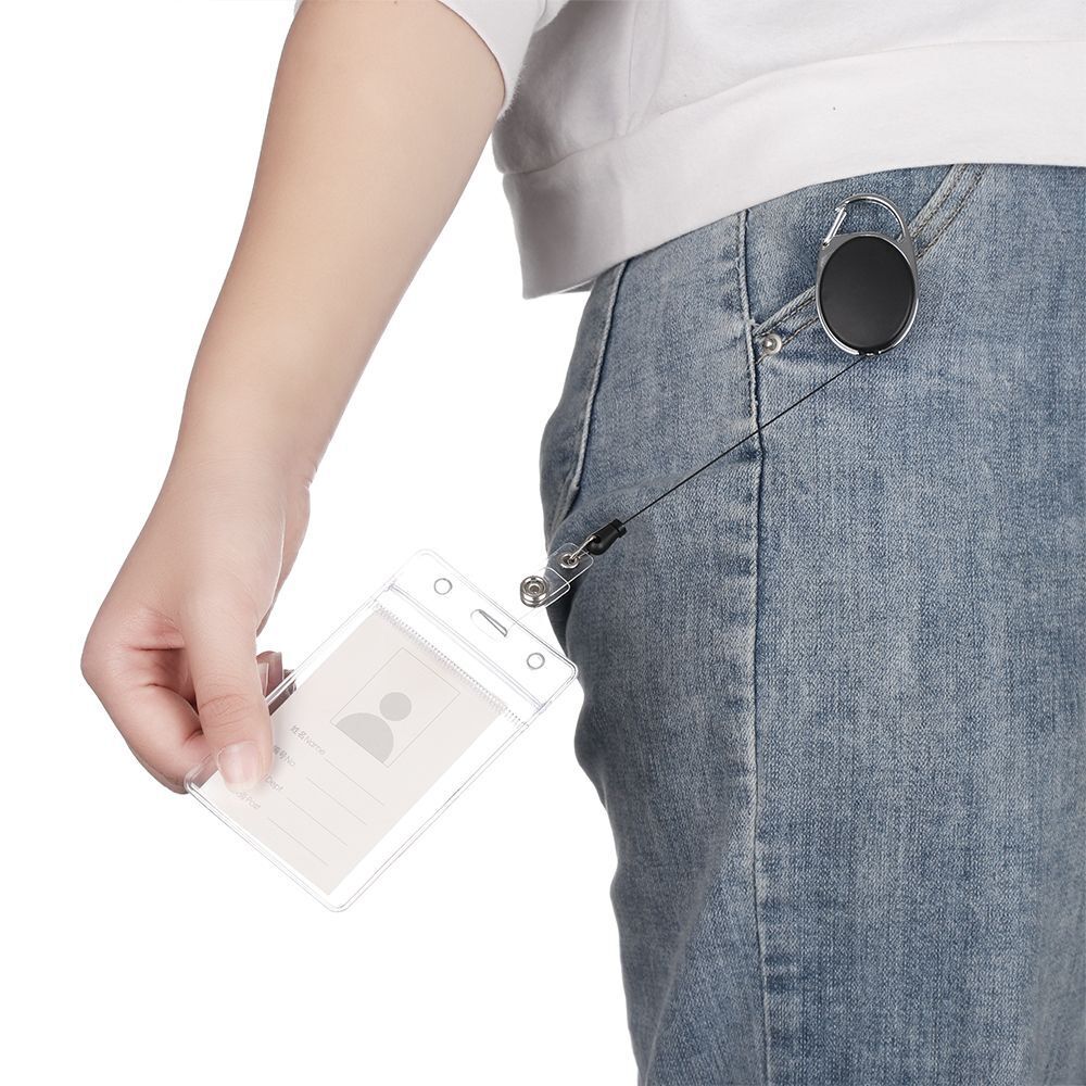 Clear Reel Clip ID Card Holder Credit Card Case Retractable Badge Holders