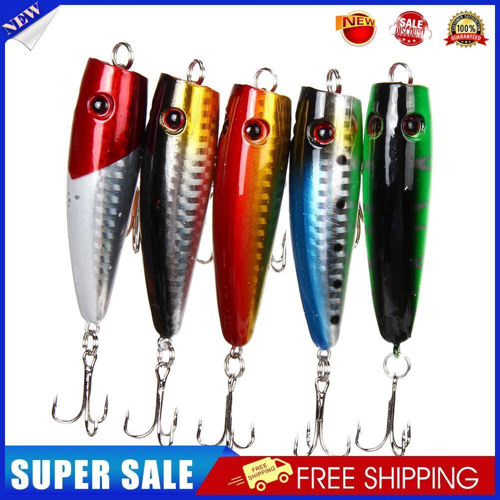 5pcs Popper Fishing Lures 5 Colors 10g Bait High Carbon Steel Hook Tackle