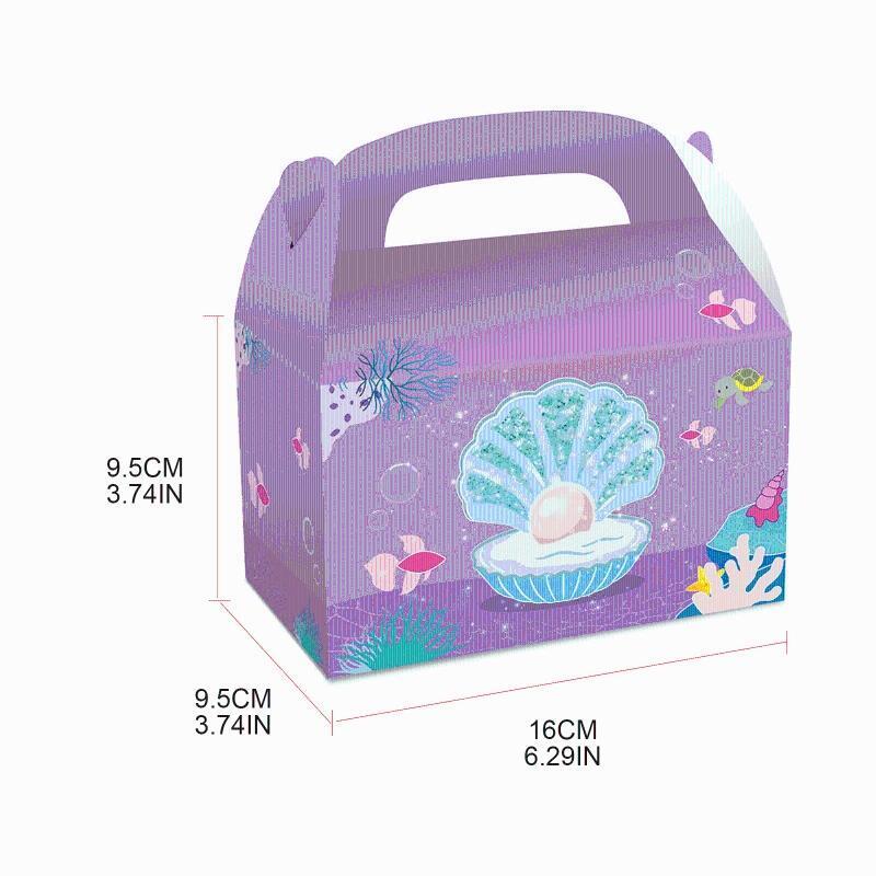 12 Pcs Colorful Mermaid Gift Paper Bags Ocean Sea Life Gift Boxes Party Supplies