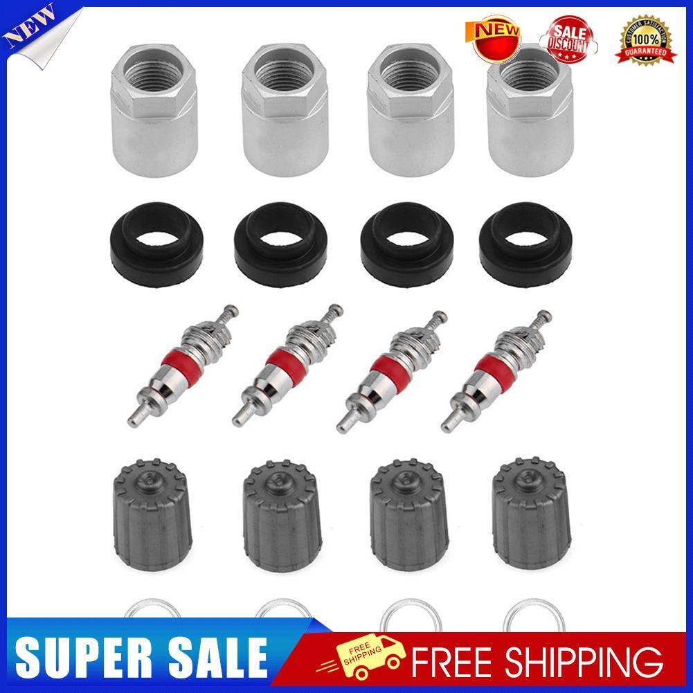 4 Sets Car Tire Pressure Sensor TPMS Service Kit with Nut Valve Cap Gasket