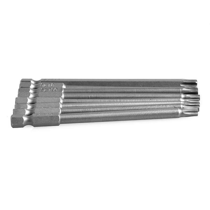 8Pcs/Set T8-T40 100mm Magnetic Torx Screwdriver Bits 1/4" Hex Shank