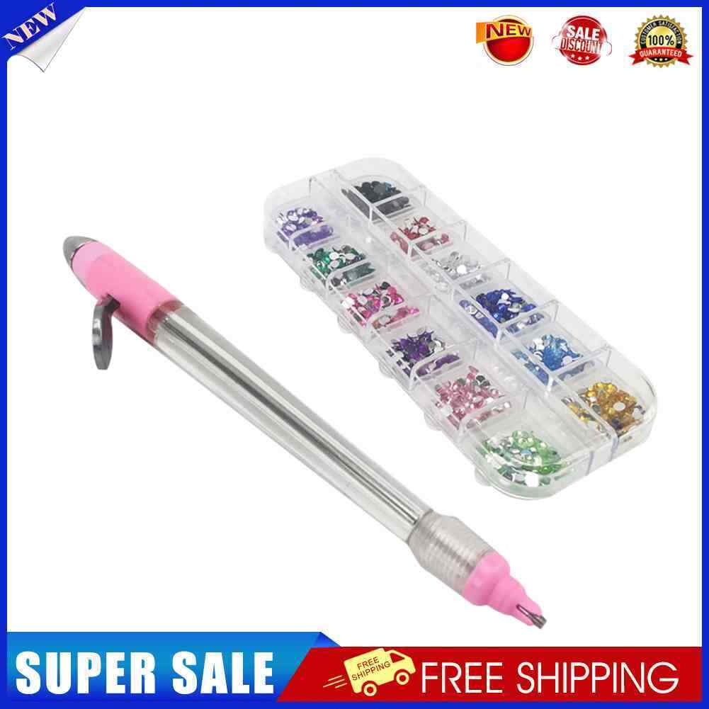 Diamond Painting Pen DIY Cross Stitch Point Drill Tool (Pink Pen+Diamond)