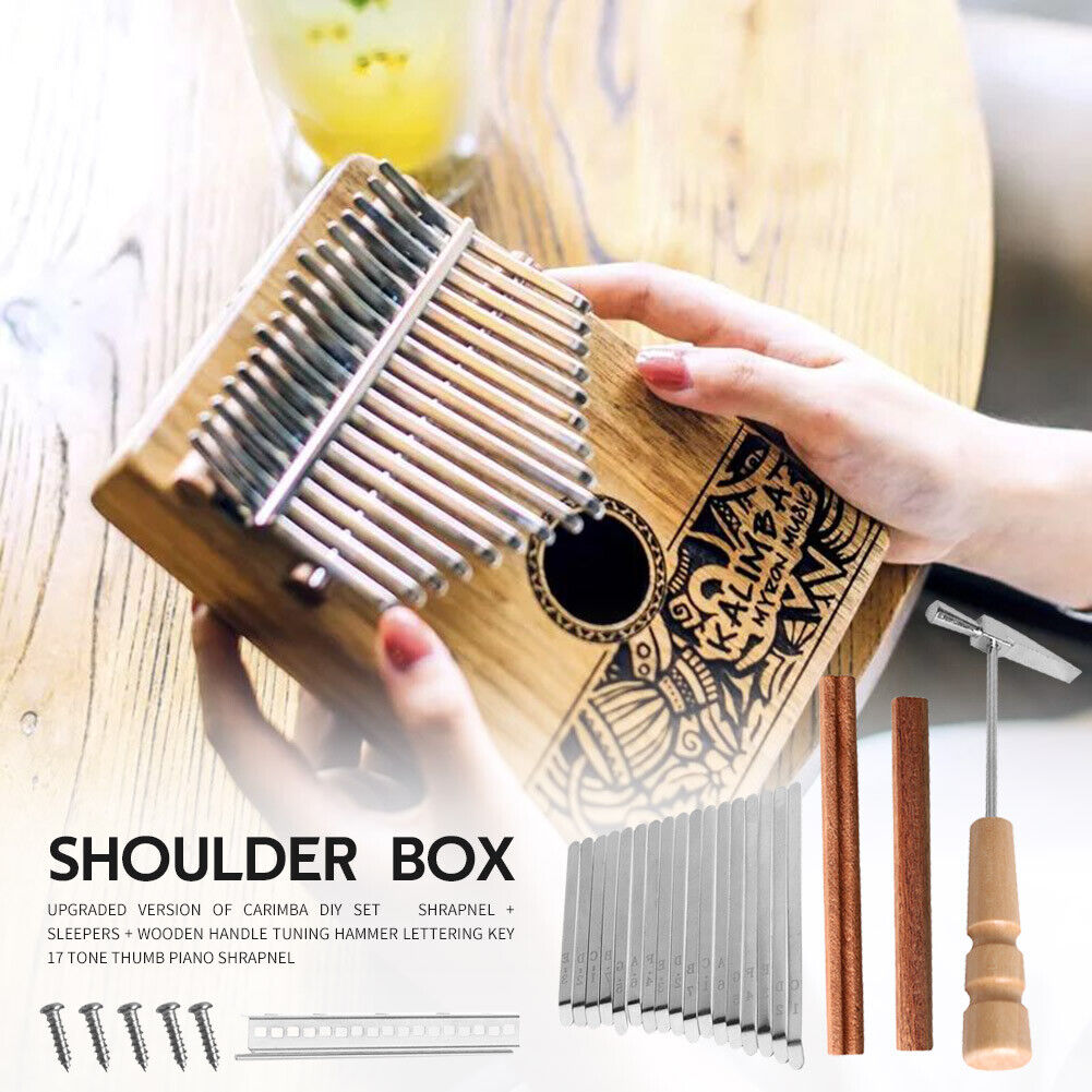17 Keys Kalimba DIY Replacement Parts with Keys Bridge Tuning Hammer Kit