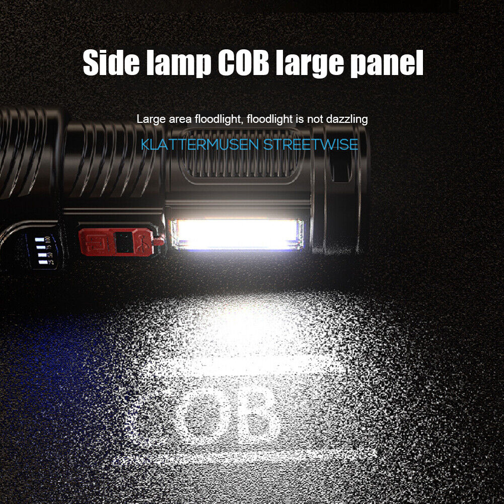 USB Rechargeable G5+COB LED Beads Flashlight Portable Torch Power Display