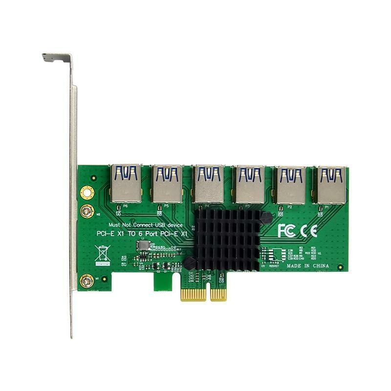 Pci-e X1 To 6-port Usb3.0 Adapter Card Sata PCIE Riser for Desktop PC Mining