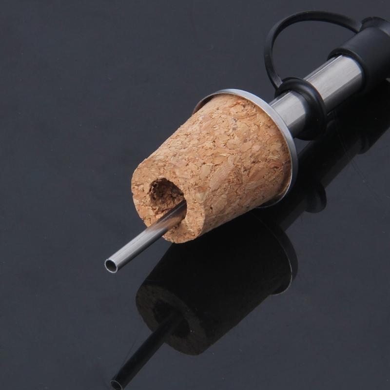 Stainless Steel Wine Oil Bottle Pourer Vinegar Spout/ Natural Cork