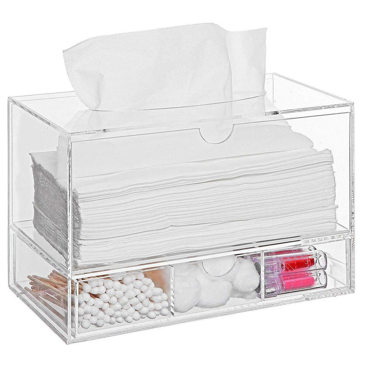 New Acrylic Cosmetic Tissue Makeup Organizer Rack Drawer  Clear