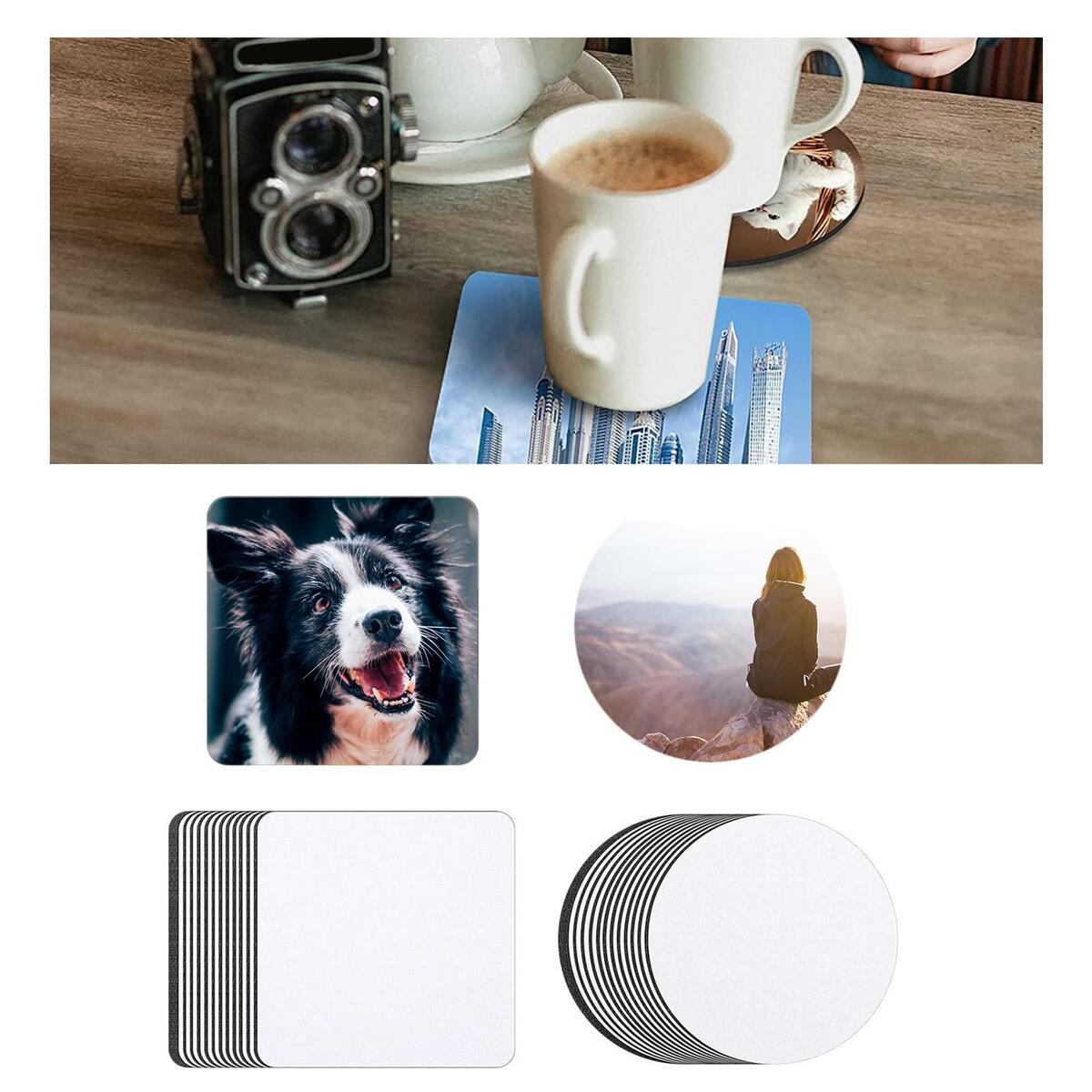 24x Blank Coasters Sublimation Coffee Tea Cup Pad Round Heat Transfer Printing