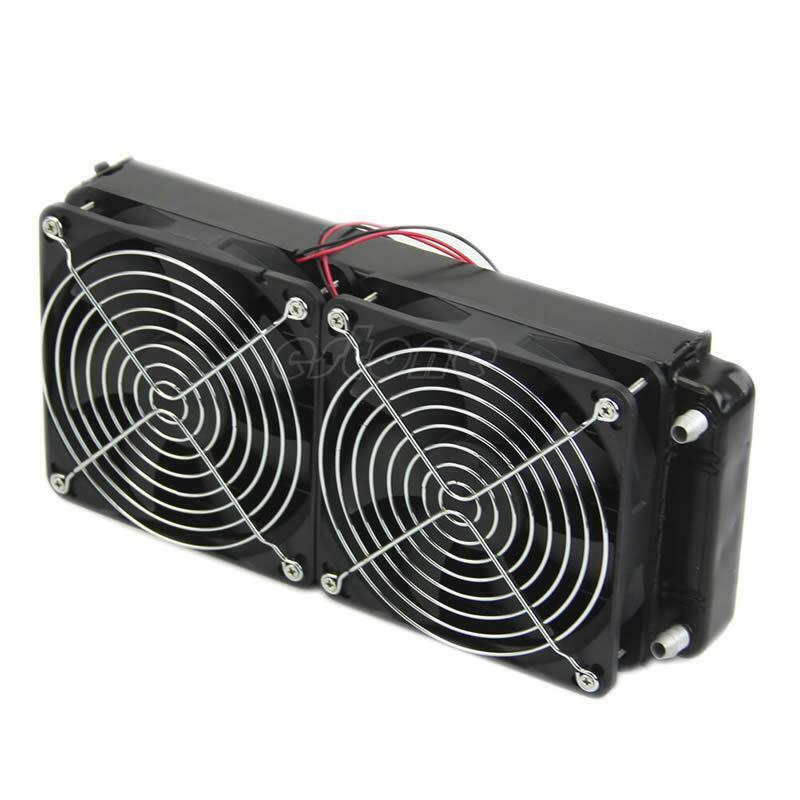 Aluminum Computer Radiator Water Cooling Cooler 2 Fans 240mm For CPU Heatsink
