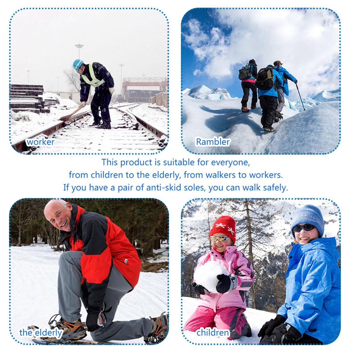 19 Teeth Spikes Crampons, Ice Snow Grips Ice Cleats Anti Slip for Women Men