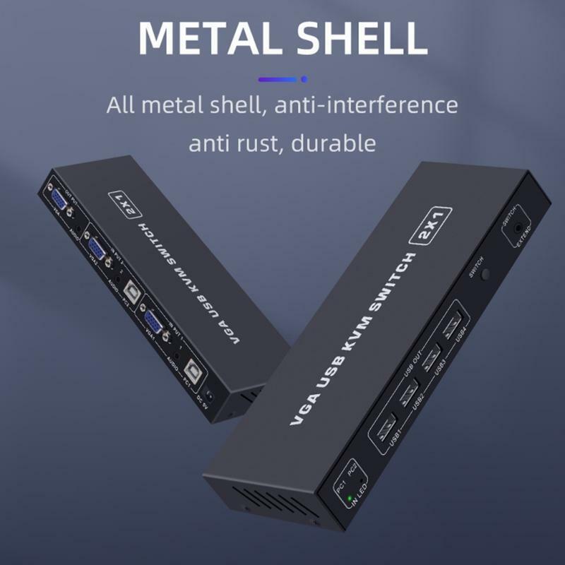 USB Switch 2 In 1Out VGA KVM Docking Station Switch Selector Printer Sharing Hub