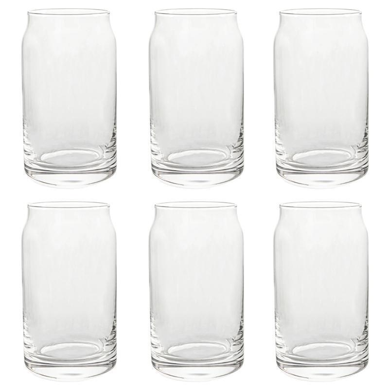 6 Pieces Large Beer Glasses 20 oz  Drink Glass Mug Unique Design Can Shaped Gift