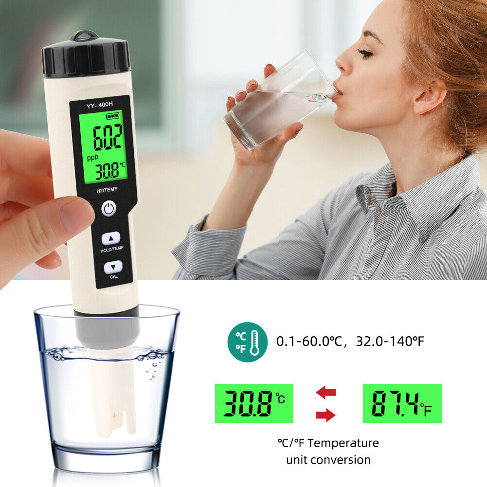 2 in 1 Waterproof Water Quality Monitor Tester Hydrogen Rich Water Detector