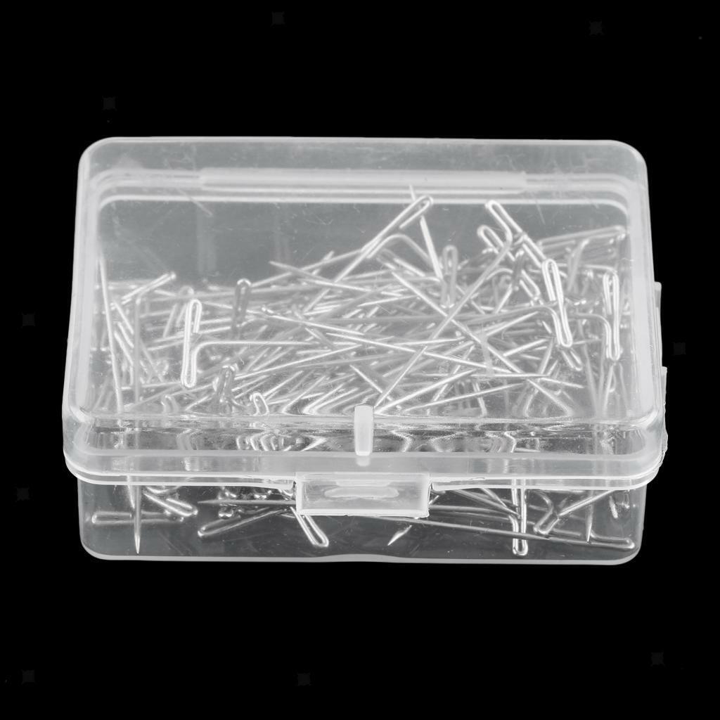 100 Pieces Stainless Steel Styling T Needle  for Fixing Wigs Dress