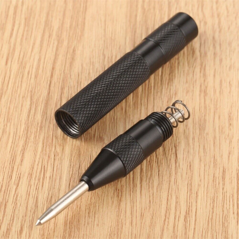 1Pc Black Metal Wood Marking Locator HSS Spring Loaded Automatic Center Punch