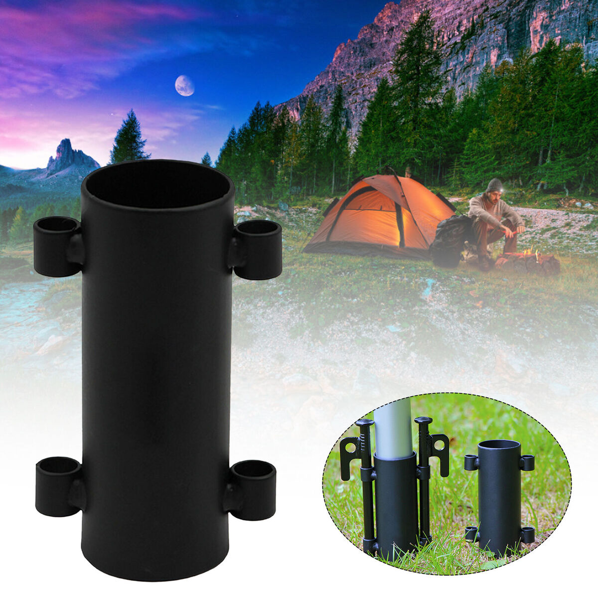 Tent Canopy Pole Holder Awning Rod Holder Support Windproof Fixed Tube