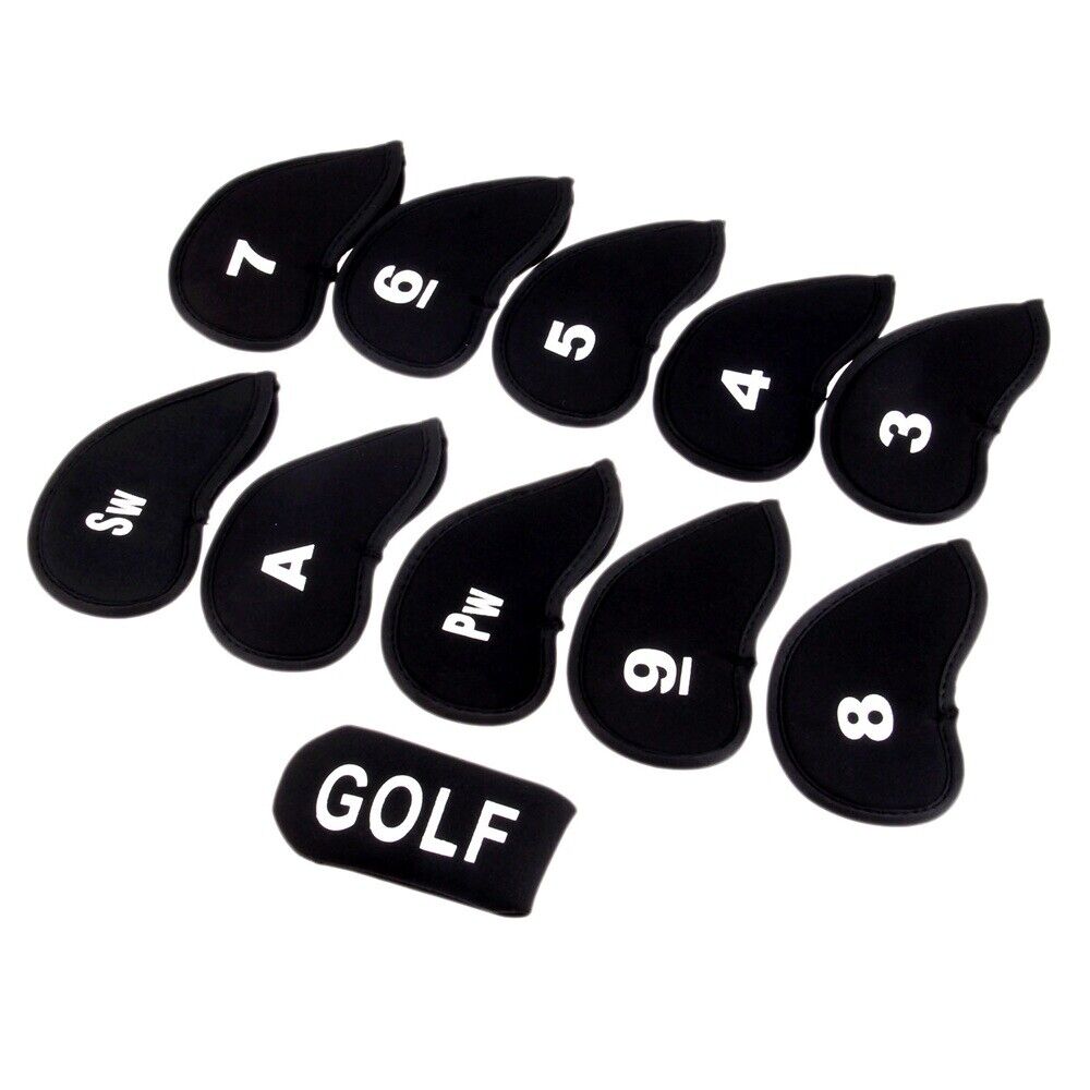 PRO Black Golf Head Covers Golf Iron Protector Case Cover With Numbers 11pcs/Set