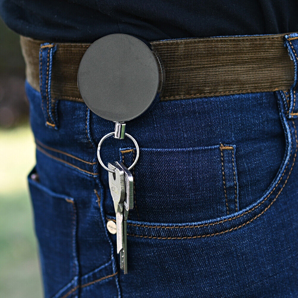 60cm Retractable Pull Belt Key Ring ID Card Badge Holder Wire Rope Chain
