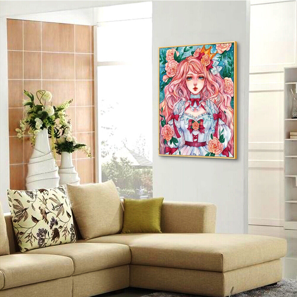 Girl Flowers 5D DIY Full Drill Diamond Painting Rhinestone Wall Art (DM293)
