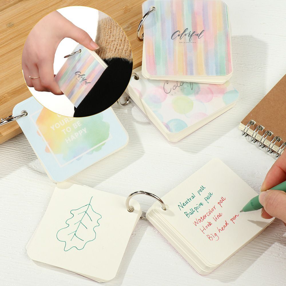 Record Cards with Binder Rings Revision Cards Mini Notepads Blank Study Cards