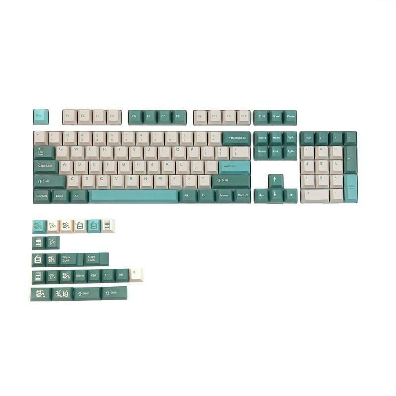 128pcs KAmber Keycaps PBT Dye Sub Key Cap for Cherry Gaming Mechanical Keyboard